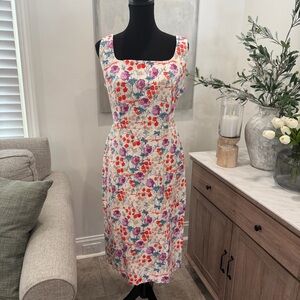 NWT Ann Taylor Multicolor Floral Midi Sheath Dress